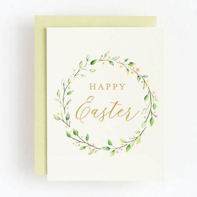 Watercolor Wreath Easter Card