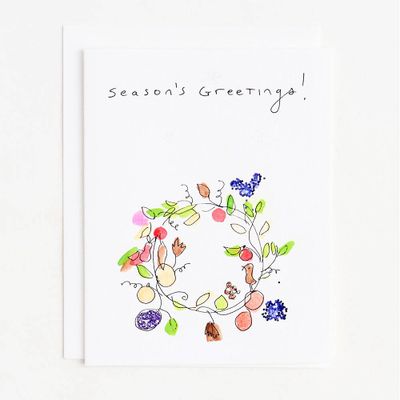 Watercolor Wreath Holiday Card