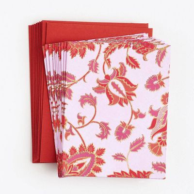 Red and Purple Snapdragons Stationery Set