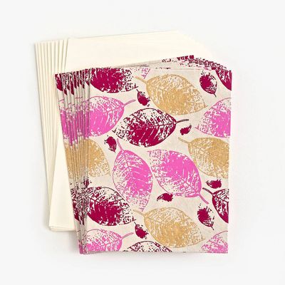 Pink and Gold Leaves Stationery Set