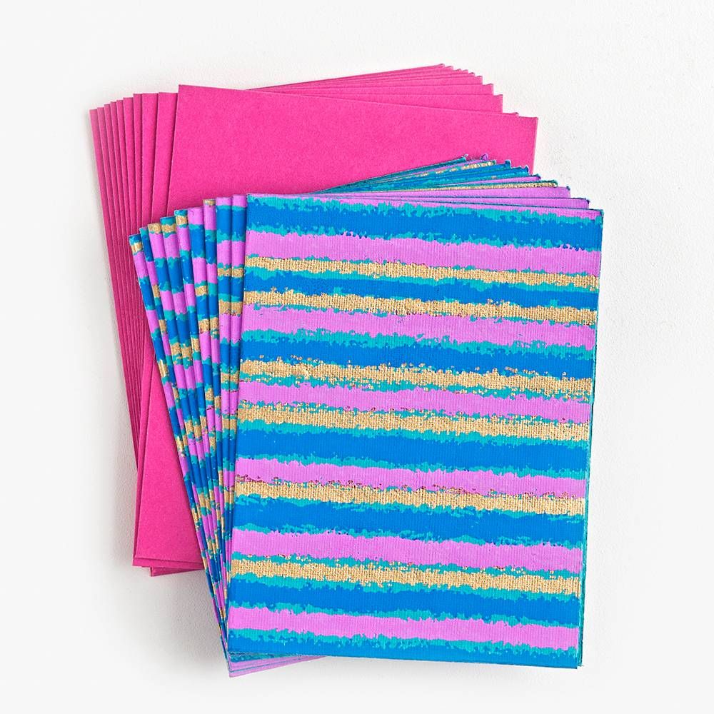 Neon Stripes Stationery Set