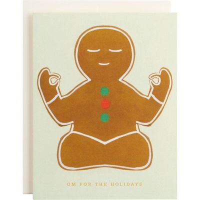 Yoga Gingerbread Man Holiday Card