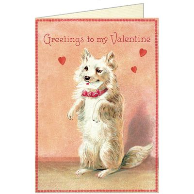 Dog with Letter Valentine Card