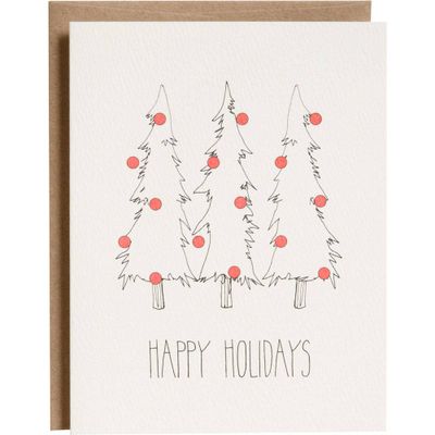 Trees with Pink Ornaments Holiday Card