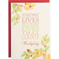 Glitter Floral Berries Thanksgiving Card