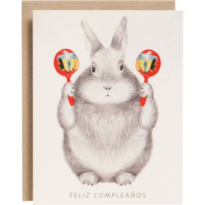 Bunny with Maracas Birthday Card