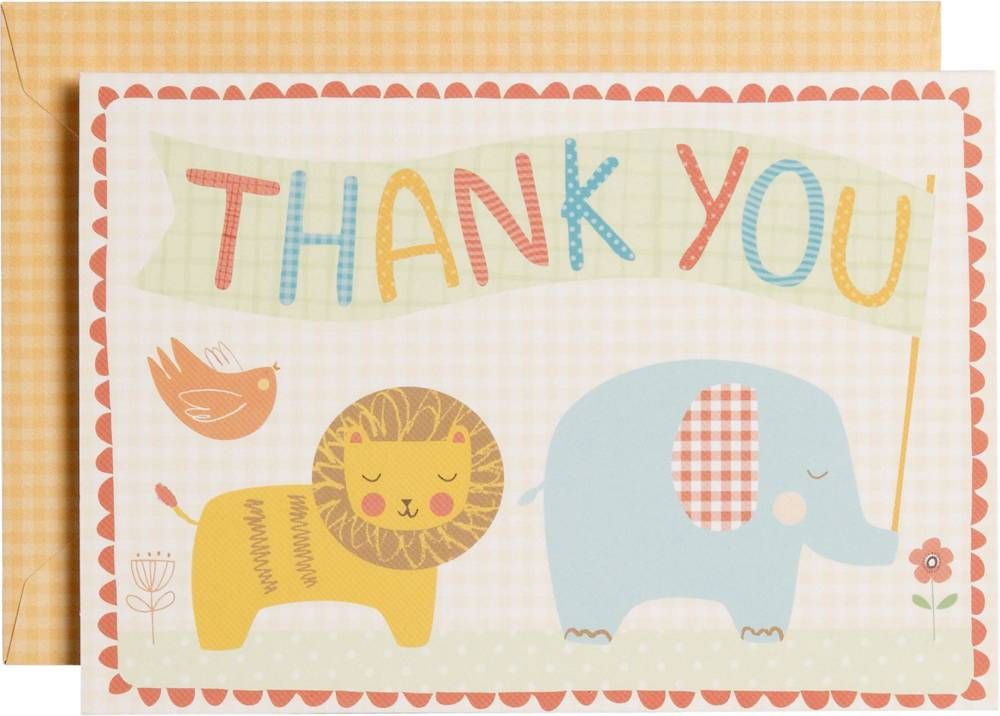 Lion & Elephant Thank You Card Set