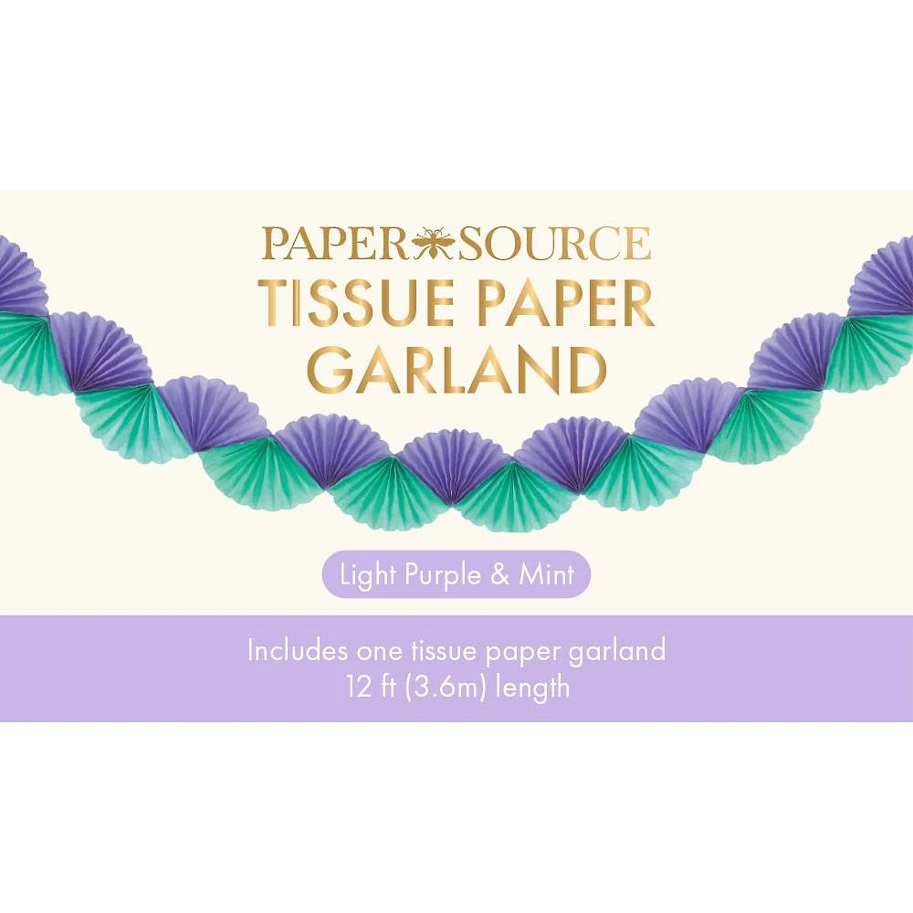 Mint and Light Purple Tissue Paper Garland