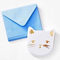 Gold Foil Kitten Die Cut Notecard Set