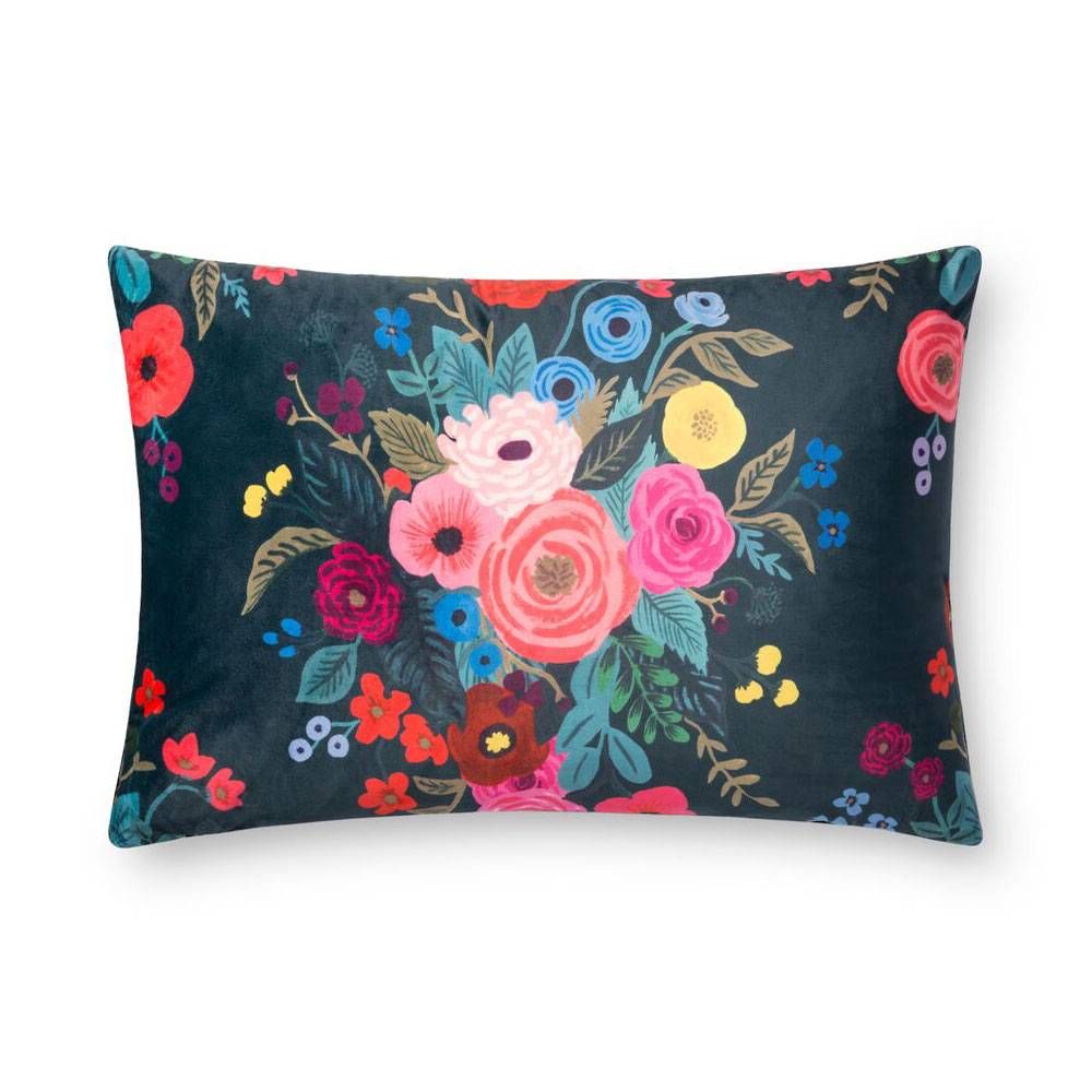 Juliet Rose Bouquet Midnight Lumbar Pillow