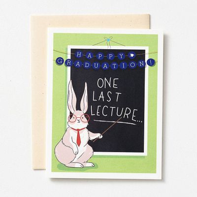 One Last Lecture Bunny Graduation Card