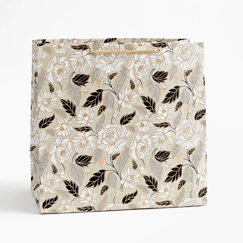 Monochrome Floral Large Gift Bag