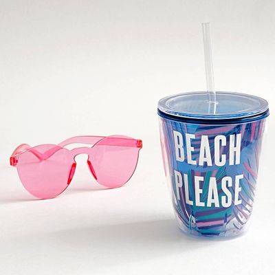 Beach Please Sunglasses Tumbler