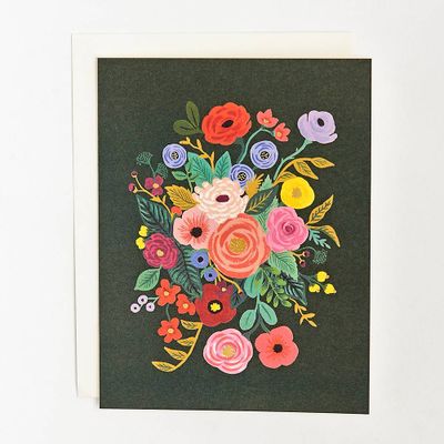 Dark Green Floral Greeting Card