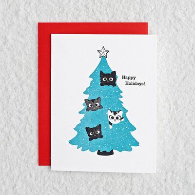 Cats in Tree Christmas Card