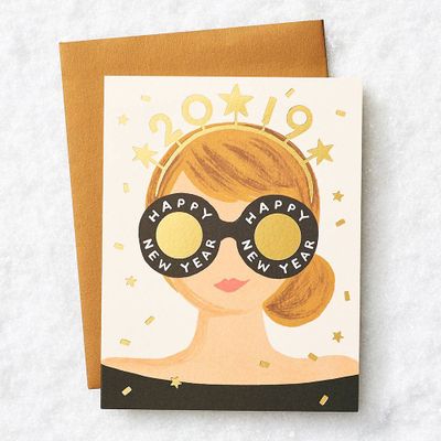 Girl With Glasses New Year Card Set