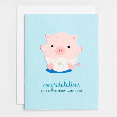 Piggy Came Home Baby Card