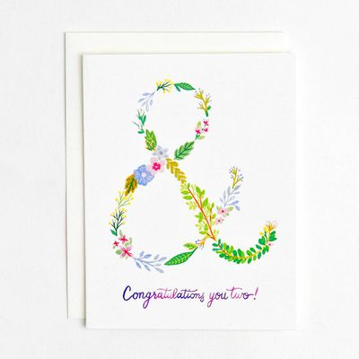 Floral Ampersand Wedding Card