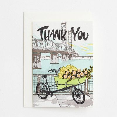 Letterpress Bike Thank You Card