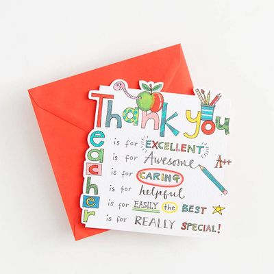 A+ Teacher Thank You Card