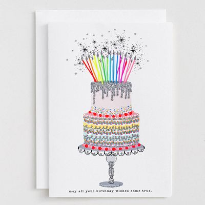 Specialty Glitter Wishes Come True Birthday Card