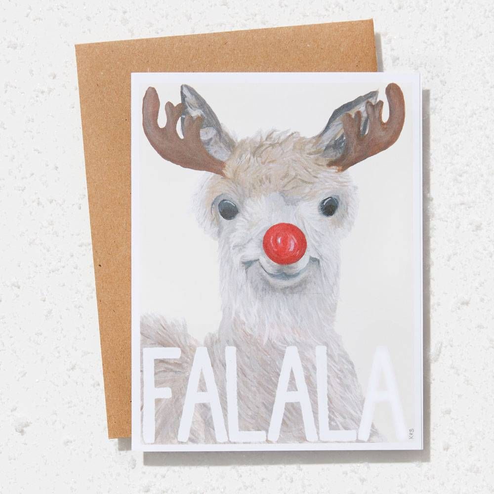 FaLaLa llama red nose Card