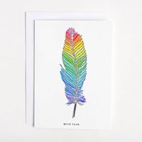 Glittered Feather Good Luck Card