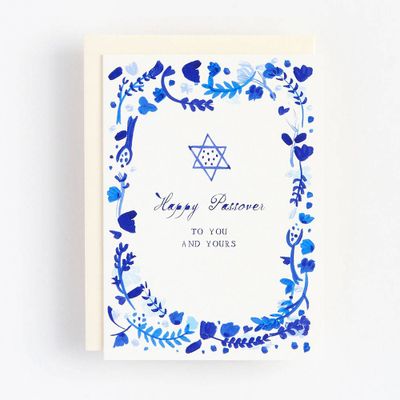 Indigo Floral Passover Card