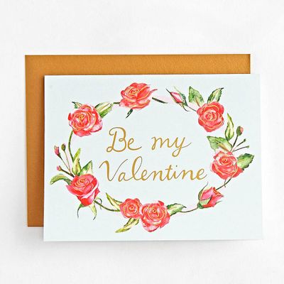 Be My Valentine Wreath Greeting Card