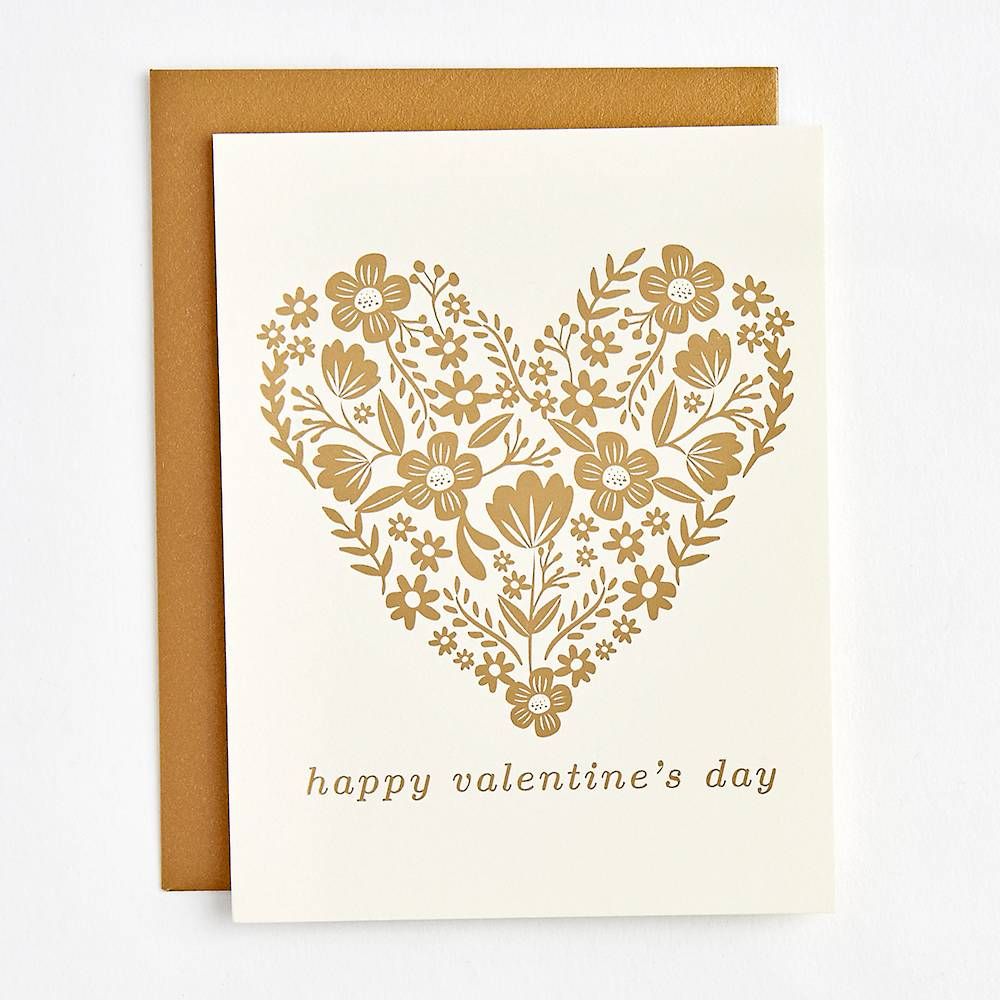 Gold Foil Heart Valentine Card