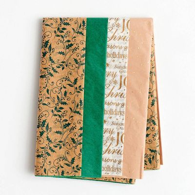 Beige and Green Holiday Tissue Pack