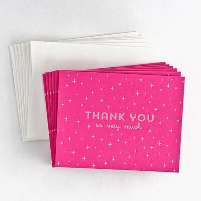 Pink Holographic Thank You Card Set