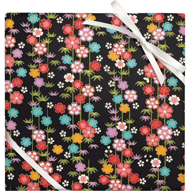 Ditsy Floral On Black Wrapping Paper