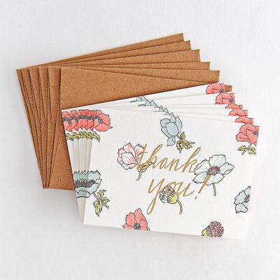 Neon Floral with Foil Thank You Cards