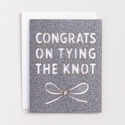 Tying the Knot Glitter Wedding Card