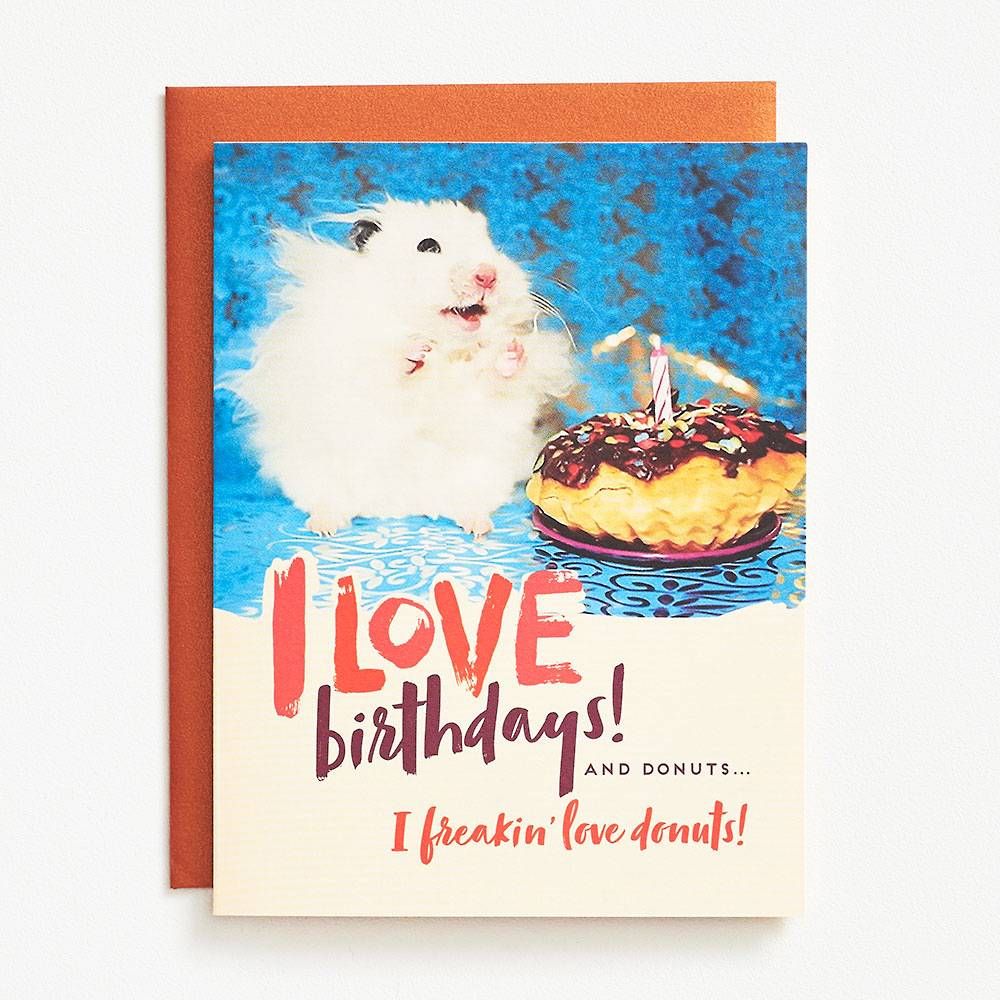 I Love Donuts Mouse Birthday Card