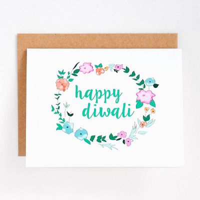 Floral Blooms Happy Diwali Card