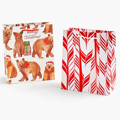 Candy Cane and Beary Christmas Gift Bag Set