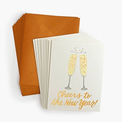 New Year Champagne Cheers Holiday Card Set