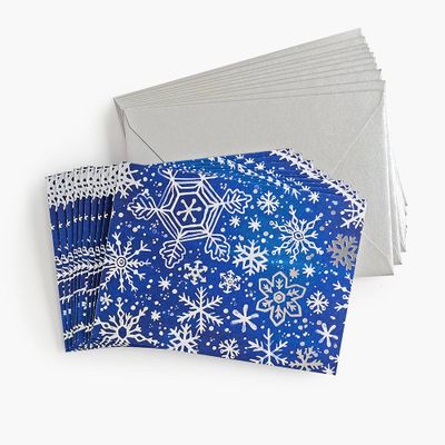 Snowflakes on Night Holiday Card Set