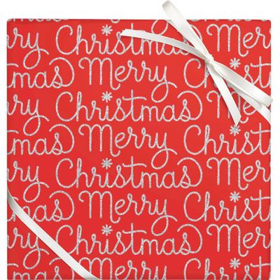 Red Merry Christmas Script Wrapping Paper