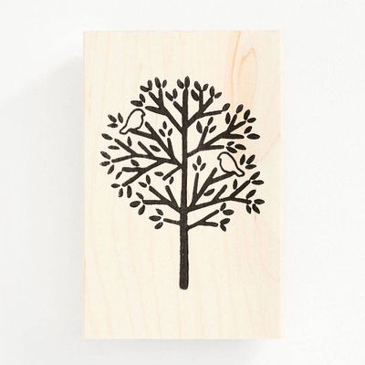 Birds In A Tree Rubber Stamp