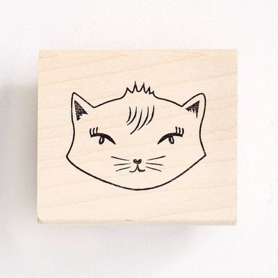 Cat Head Rubber Stamp