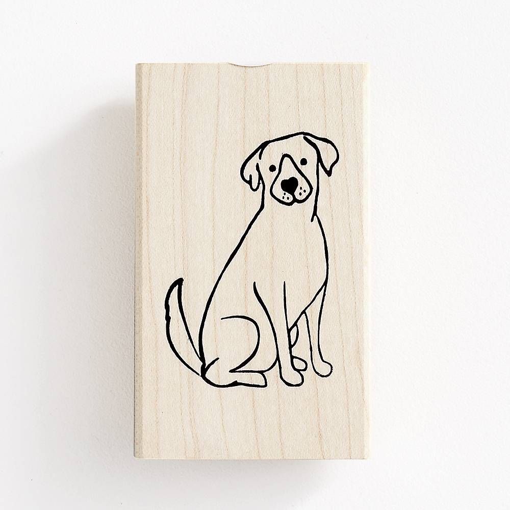 Dog Sitting Rubber Stamp