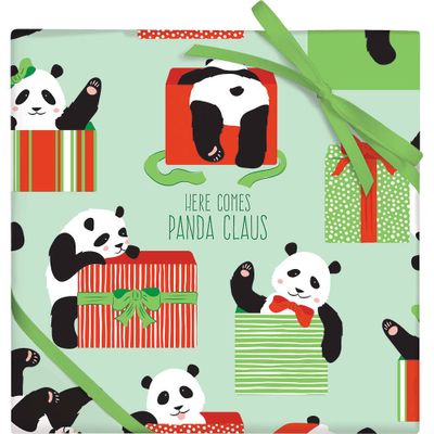 Here Comes Panda Claus Wrapping Paper