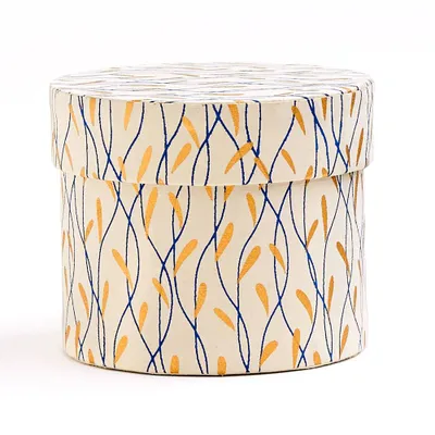 Gold and Blue Vines Round Box