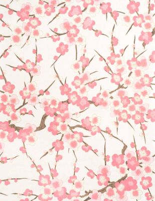 Yuzen Strawberry Blossoms Pearlescent Handmade Paper