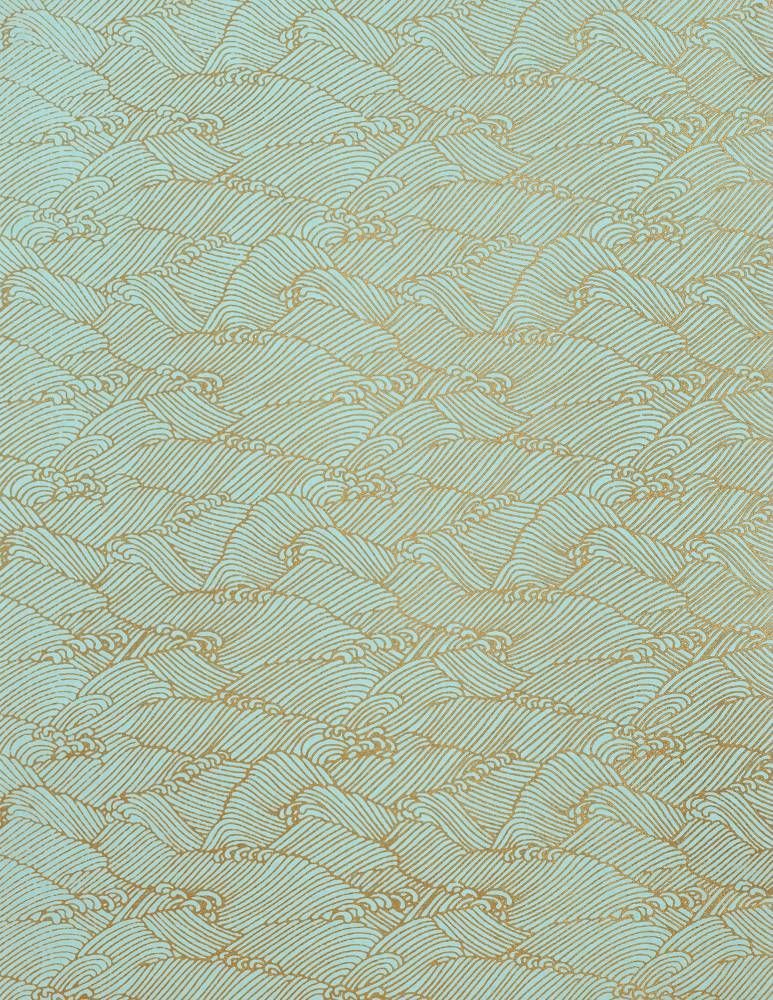 Yuzen Pool Gold Waves Handmade Paper