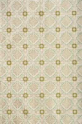 Green & Gold Tile Pattern On Natural Handmade Paper