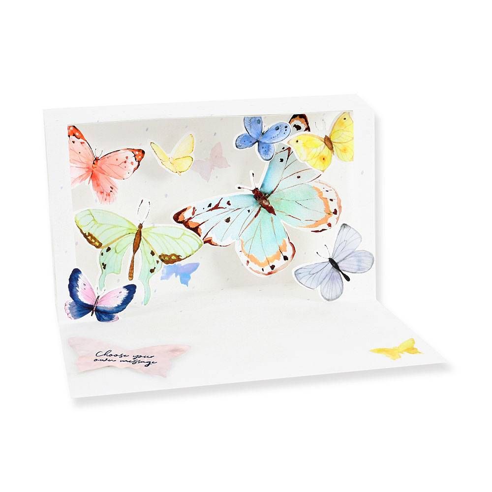 Popup Golden Butterflies Shadowbox Greeting Card